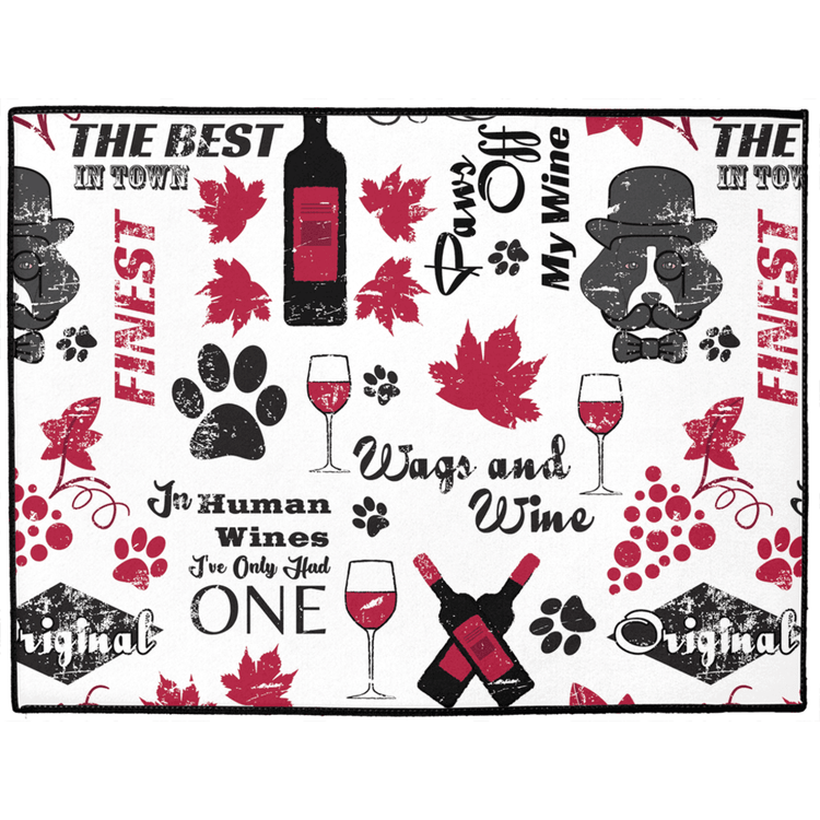 Wags & Wine Non-Slip Dog Mat – Indoor & Outdoor Paw and Food Mat - The Max & Rex Collection