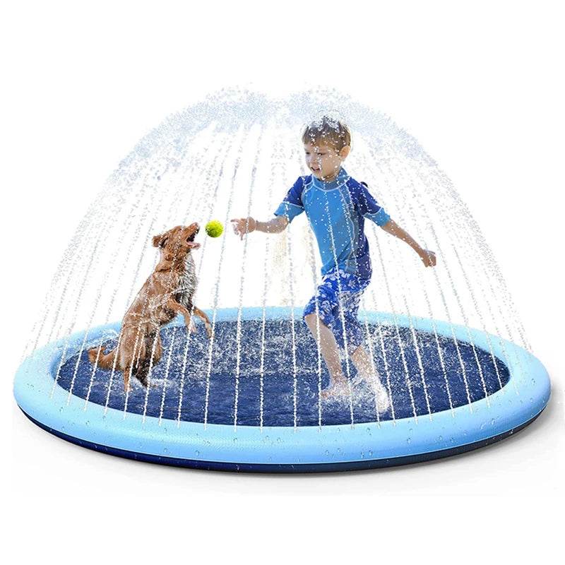 Dog Water Play Mat Splash Pad PVC Interactive Pet Toy for Outdoor Summer Cooling Fun Reusable Crawling Mat - The Max & Rex Collection