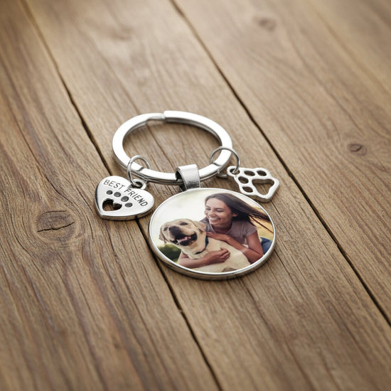 Keychain: pet portrait custom gift rainbow bridge memorial