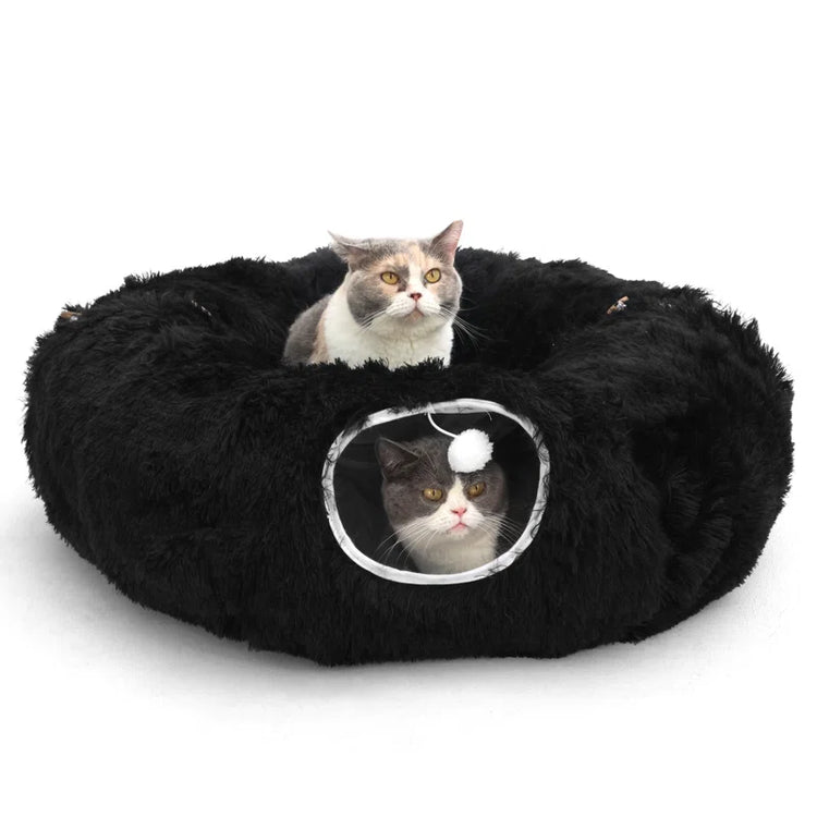 Cat Tunnel with Cat Bed for Indoor Cats, Multifunctional Cat Playground Toys Hideplace for Small Medium Large Cats