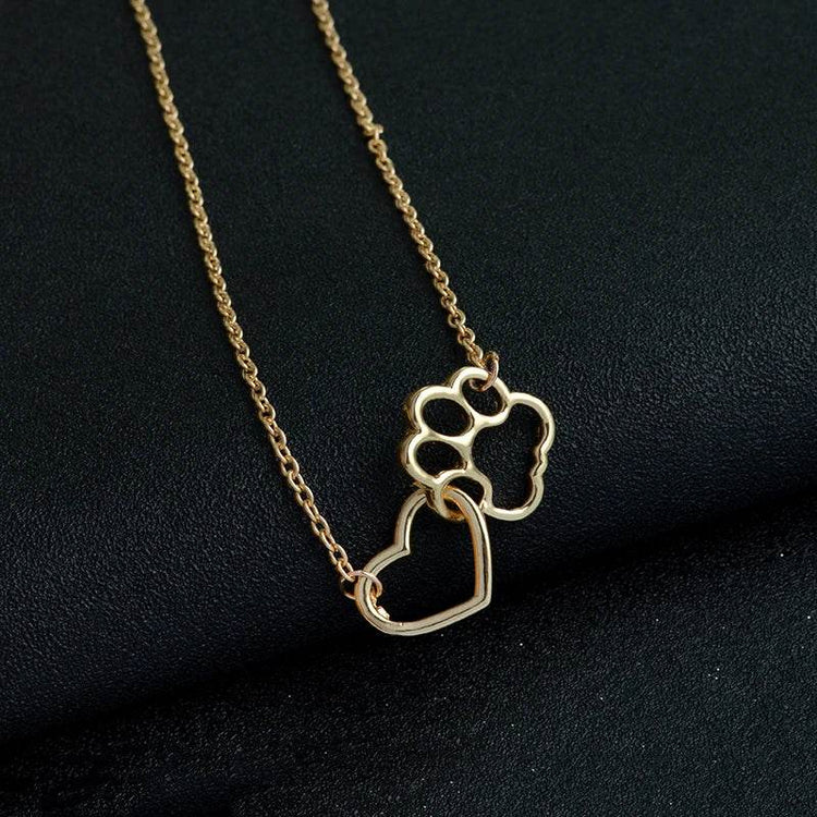 Heart & Paw Necklace — Linked Heart & Dog Paw Charm - The Max & Rex Collection