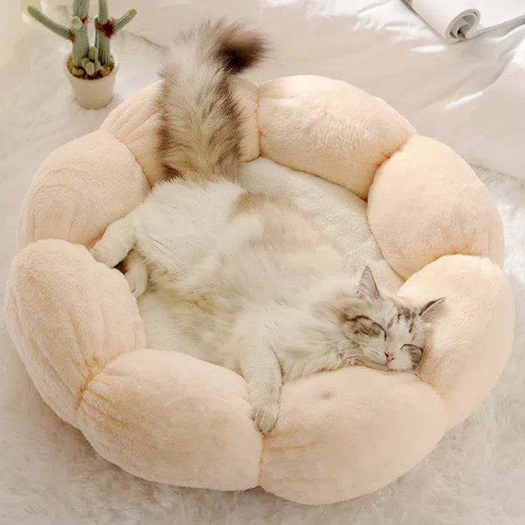 Elyzabeth Flower Shaped Pet Bed with Non-Slip Bottom, Soft Plush, Cute Cozy Cat Bed for Indoor Cats