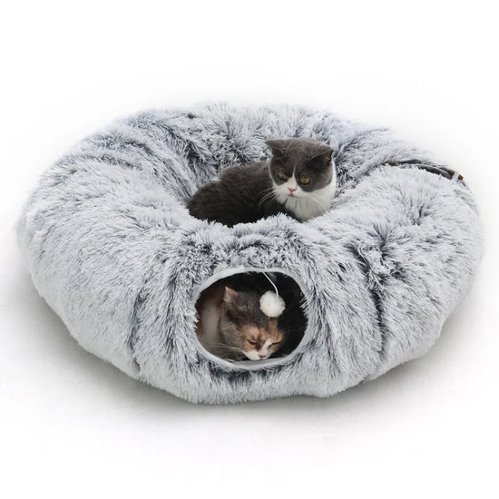 Cat Tunnel with Cat Bed for Indoor Cats, Multifunctional Cat Playground Toys Hideplace for Small Medium Large Cats