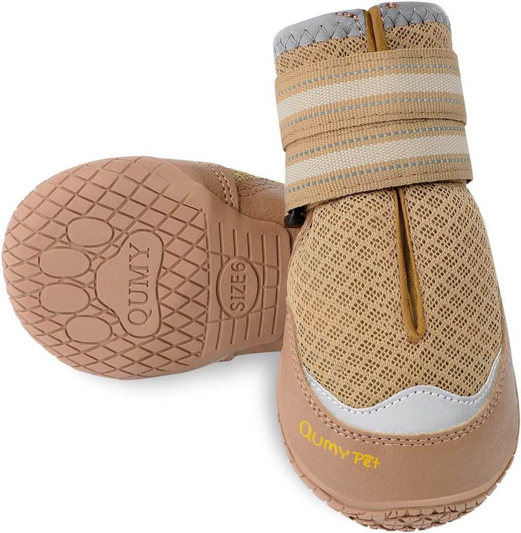 QUMY 2PCS Dog Boots for Large Dogs, Medium Dog Shoes & Paw Protectors for Hot Pavement, Summer Heat Protection, Mesh Breathable Nonslip Dog Booties for Hardfloors, Walking Running Hiking Red Size 2 - The Max & Rex Collection