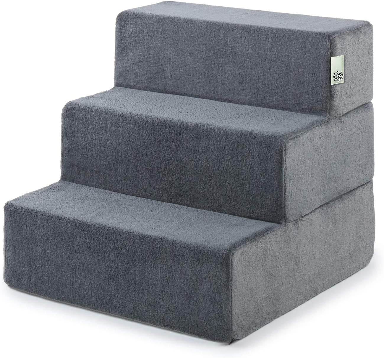 ZINUS Easy Pet Stairs, Pet Ramp, Pet Ladder, Medium, Charcoal - The Max & Rex Collection