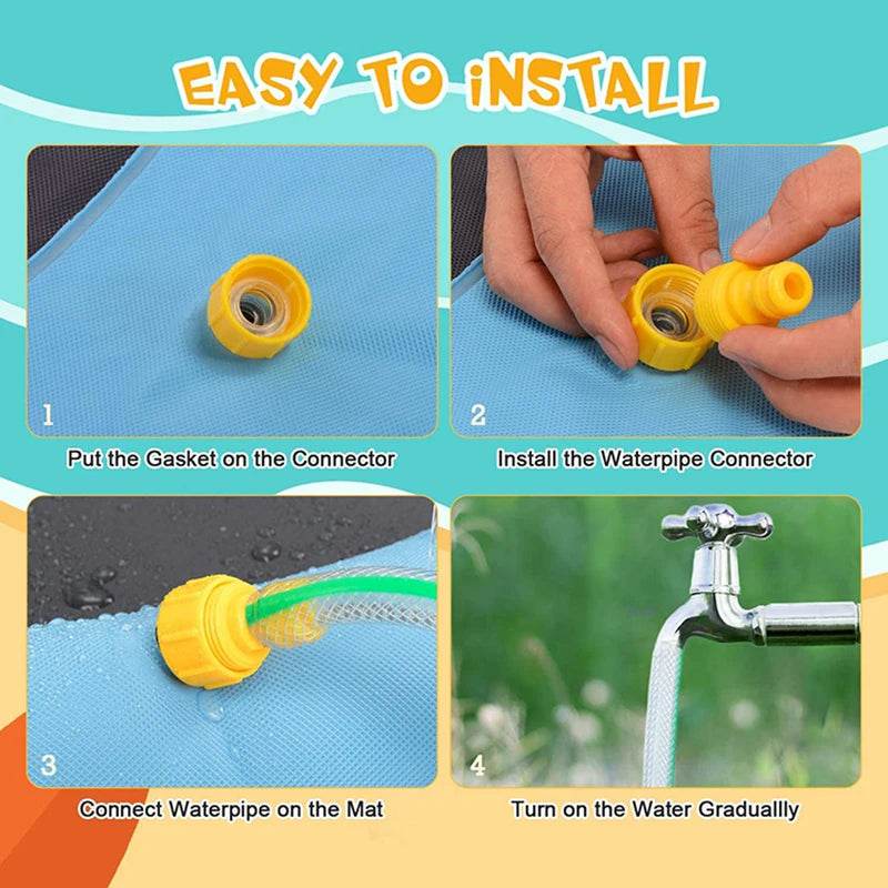 Dog Water Play Mat Splash Pad PVC Interactive Pet Toy for Outdoor Summer Cooling Fun Reusable Crawling Mat - The Max & Rex Collection