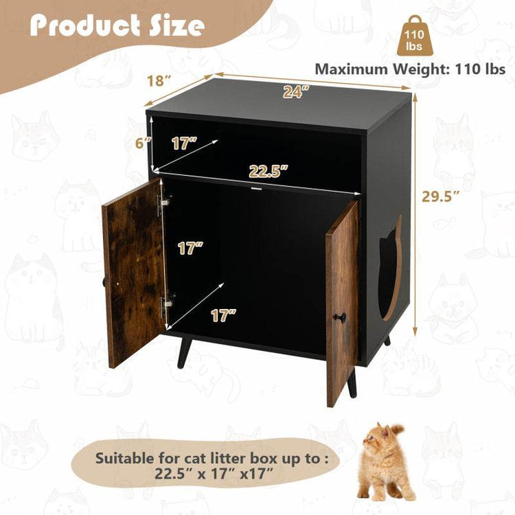 Rustic-Modern Cat Litter Cabinet with Extra Storage - The Max & Rex Collection