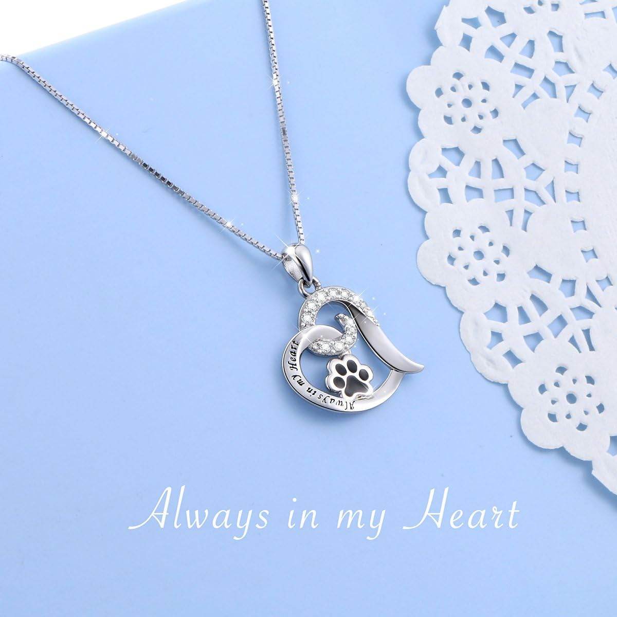 Always in My Heart Paw Print Necklace – Pet Memorial Gift - The Max & Rex Collection