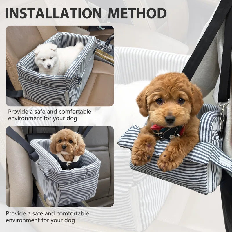 Man Friend Comfort Small Dog Car Seat Center Console Carrier Pet Travel Bed