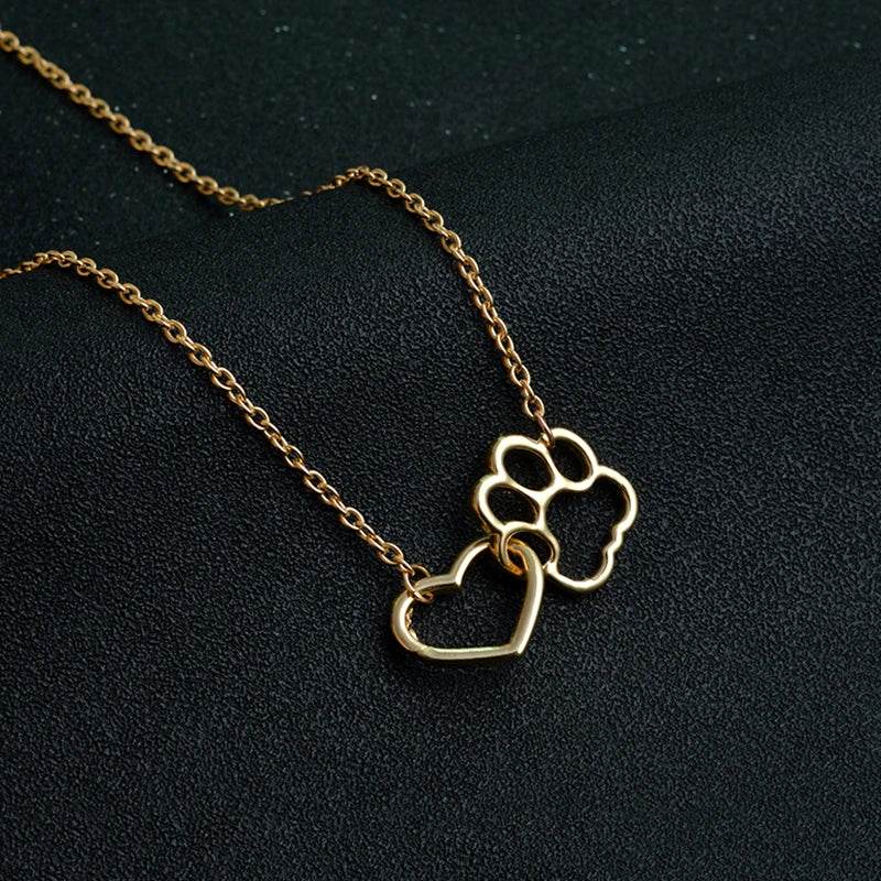 Heart & Paw Necklace — Linked Heart & Dog Paw Charm - The Max & Rex Collection