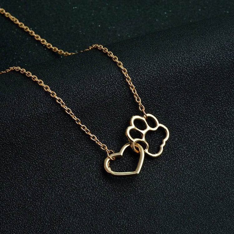 Heart & Paw Necklace — Linked Heart & Dog Paw Charm - The Max & Rex Collection