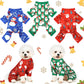 3 Pieces Christmas Dog Pajamas Dog Jumpsuit Santa Snowman Pet Clothes Christmas Pet Pajamas Holiday Costume Jumpsuit for Puppy Cat(Snowman Pattern,M (Fit 5.5-7.7Lbs))
