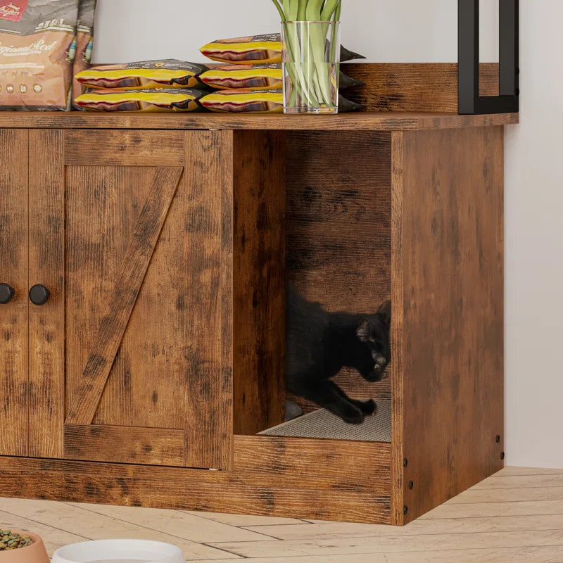 Litter Box Enclosure with Shelves and Doors
