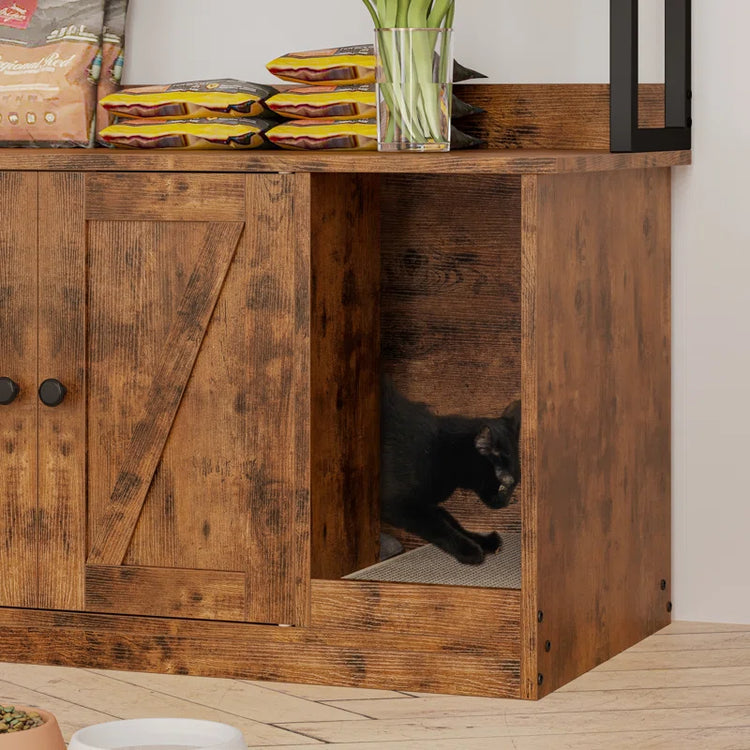 Litter Box Enclosure with Shelves and Doors
