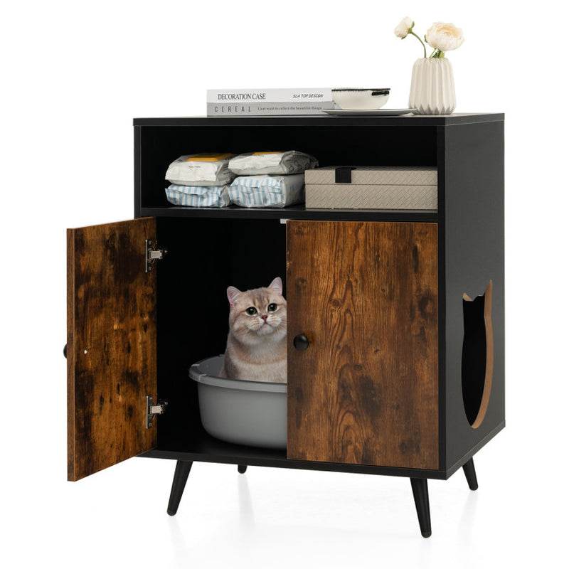 Rustic-Modern Cat Litter Cabinet with Extra Storage - The Max & Rex Collection