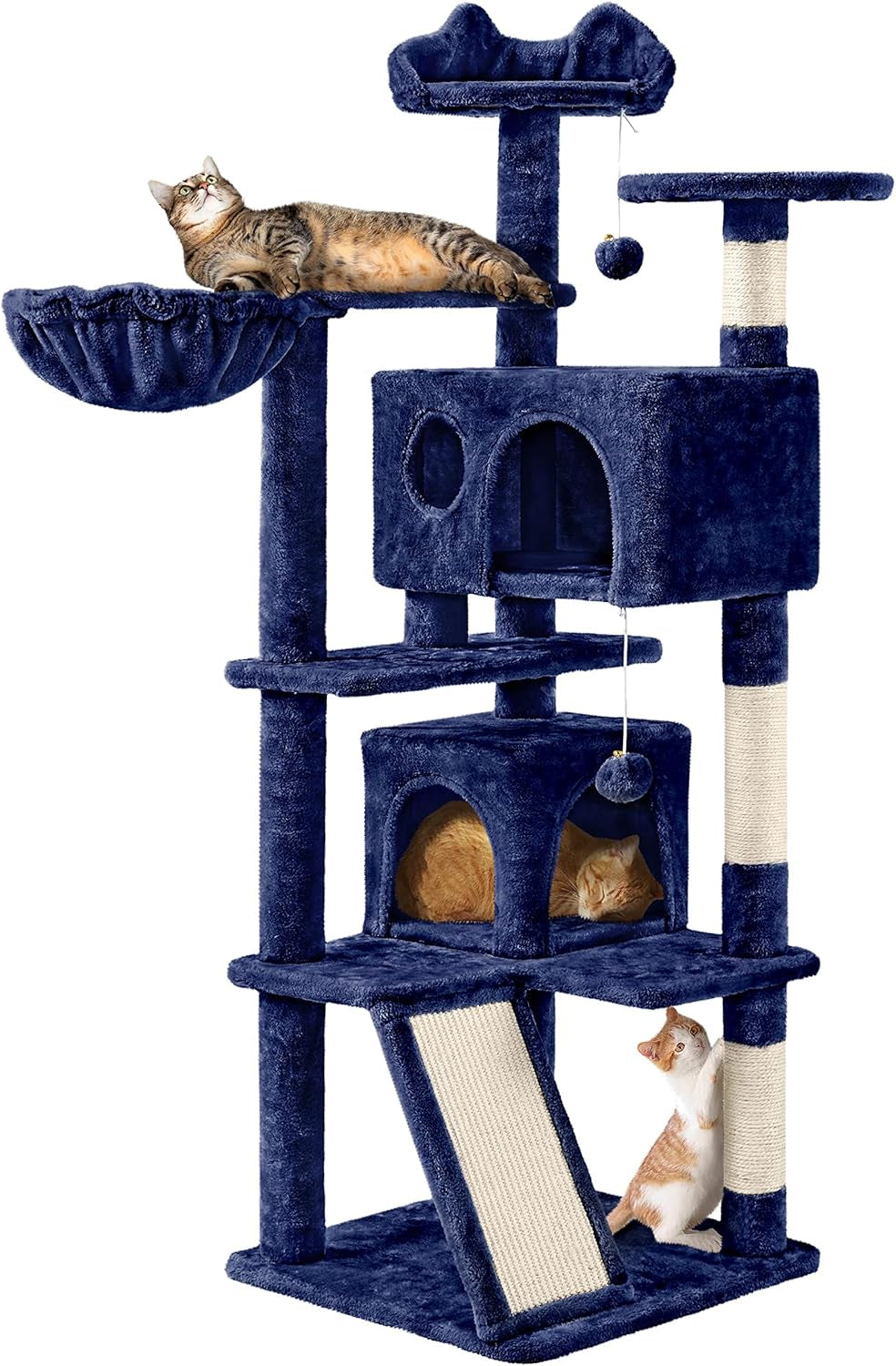 Topeakmart 57 Inches Multi-Level Cat Tree Cat Condo with Scratching Posts Kittens Activity Tower Pet Play House Furniture - The Max & Rex Collection