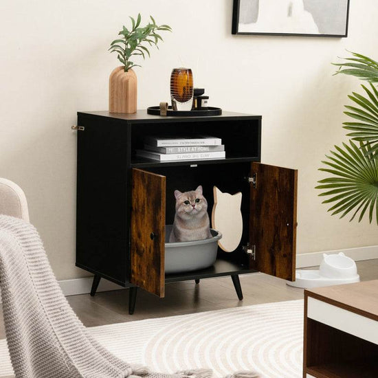 Rustic-Modern Cat Litter Cabinet with Extra Storage - The Max & Rex Collection