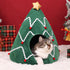NIBESSER Cat Bed Christmas Tree Cat Tent House Self-Warming 2 in 1 Removable Comfortable Triangle Pet Teepee Xmas Dog Cave in Winter (Green)