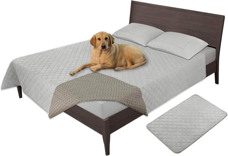 Easy-Going 100% Waterproof Dog Bed Cover Washable Couch Cover Non-Slip Sofa Cover Leakproof Blanket Furniture Protector Cover Reusable Incontinence Bed Underpads for Pets Kids Dog Cat(68X82 In,Gray) - The Max & Rex Collection