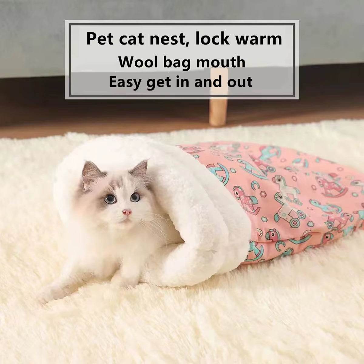 Fluffy Cat Sleeping Bag - Thickened Winter Pet Pocket Bed | Ultra-Soft Warm Quilt Nest for Cats & Small Dogs - The Max & Rex Collection