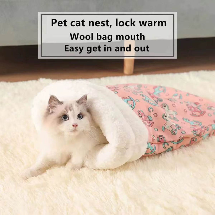 Fluffy Cat Sleeping Bag - Thickened Winter Pet Pocket Bed | Ultra-Soft Warm Quilt Nest for Cats & Small Dogs - The Max & Rex Collection