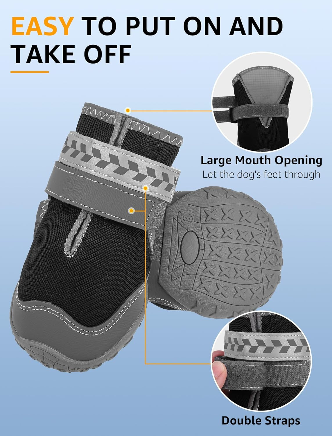 SCENEREAL Dog Shoes for Hot Pavement for Large Medium, Summer Mesh Breathable Dogs Boots & Paw Protectors for Hardwood Floors Indoor Outdoor Walking, anti Slip Waterproof Sole, Black Size 5