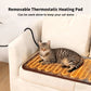 Heated Cat House, Adjustable Temperature Cat Heating Bed with Cozy Cave & Scratching Board, Foldable Cat Hideaway with Removeable Heating Pad