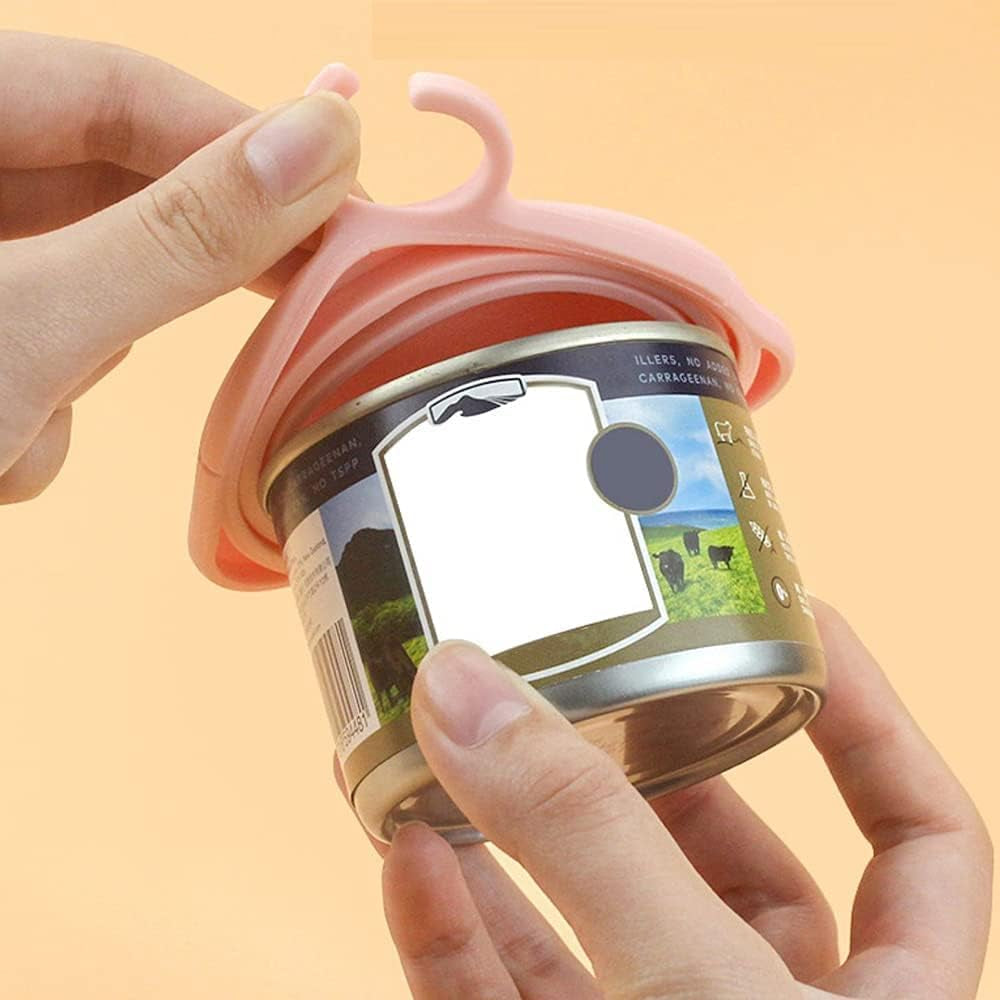 Dog Food Lids & Spoons, Can Opener Set with Cover, Cat & Dog Food Accessories, Manual Can Opener (White)