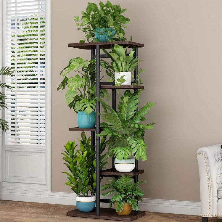 Plant Stand 5 Tier 6 Potted Indoor Plant Shelf Multiple Stands for Garden Corner Balcony Living Room 14.17 X 9 X 37 Inch - The Max & Rex Collection