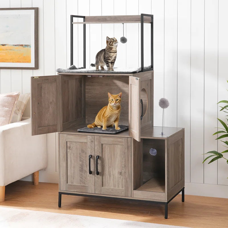 2 in 1 Hidden Cat Litter Box Enclosure Furniture