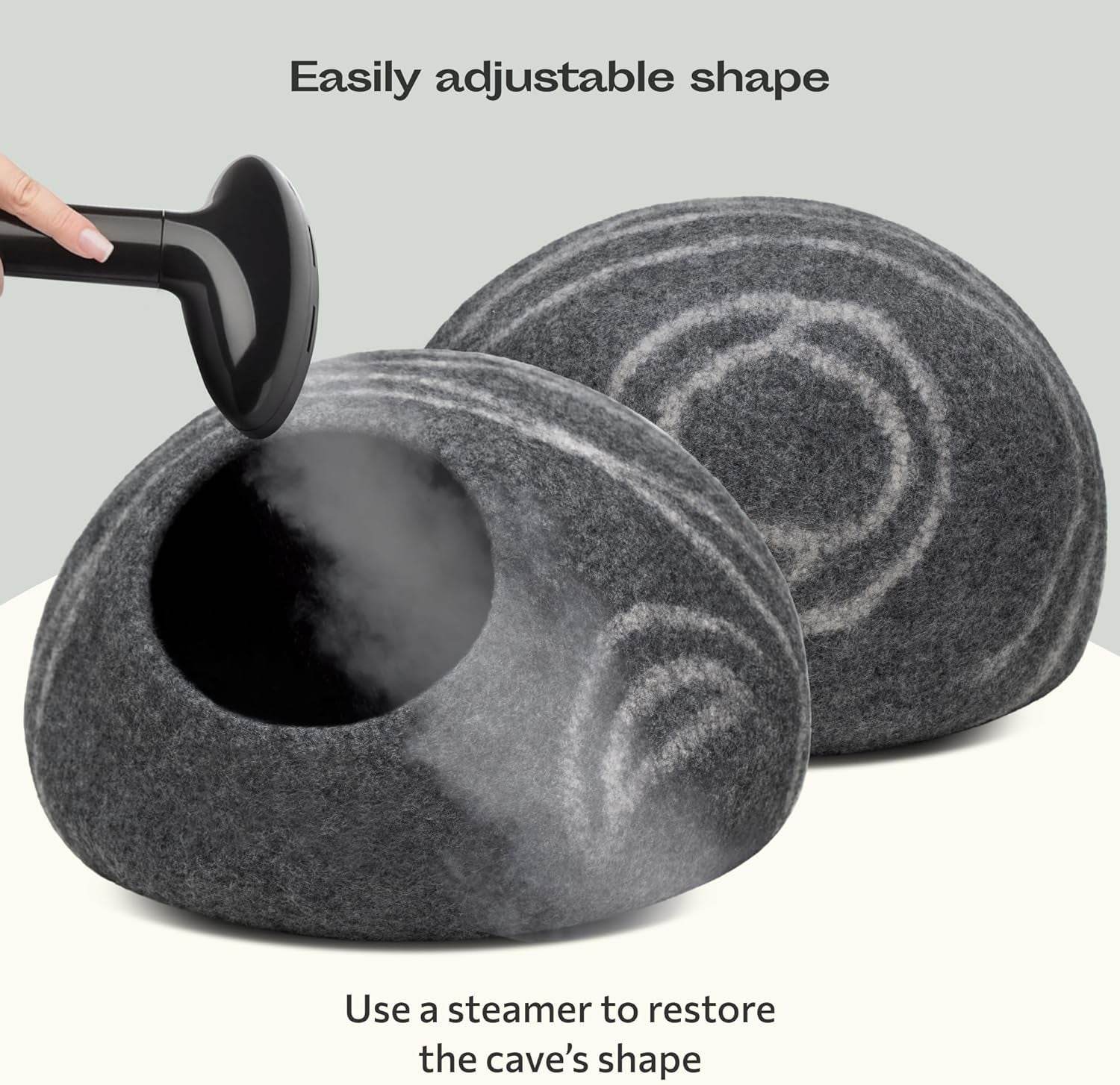 MEOWFIA Cat Cave – Premium Felt Cat Bed for Indoor Cats, Handmade 100% Merino Wool (Medium, Dark Grey) - The Max & Rex Collection