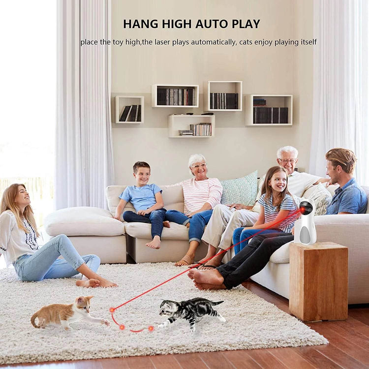 Automatic Cat Laser Toy, Interactive Pet Laser Toys for Indoor Cats and Kittens, 5 Random Patterns, USB Charging or Battery Powered, Random Rotating Light Pet Toy - The Max & Rex Collection