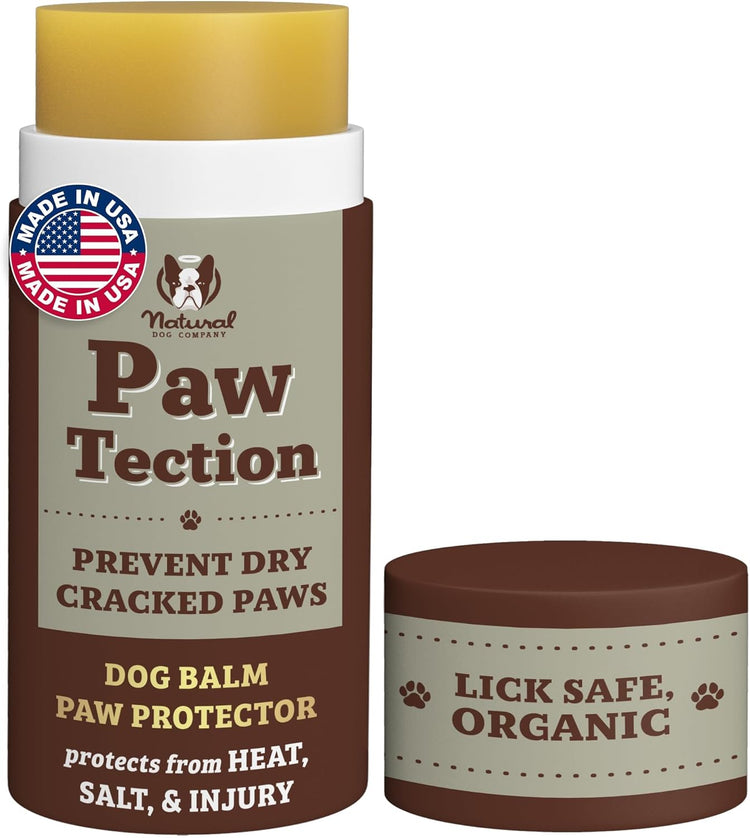 Natural Dog Company Pawtection Balm for Dogs, Dog Paw Protector, Moisturizing Dog Paw Balm for Dry, Cracked Pad, Protects Paw from Extreme Weather, Paw Lotion for Allergies & Itching (0.15 Oz Stick)