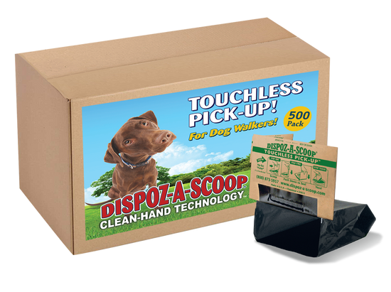 Dispoz-A-Scoop® 500-Pack System – Professional No-Touch, No-Mess, No-Odor Sanitary Dog Waste Scoopers