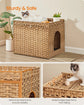 Boho Handwoven Rattan Hidden Litter Box Furniture， with Extra Litter Mat and Removable Washable Tray