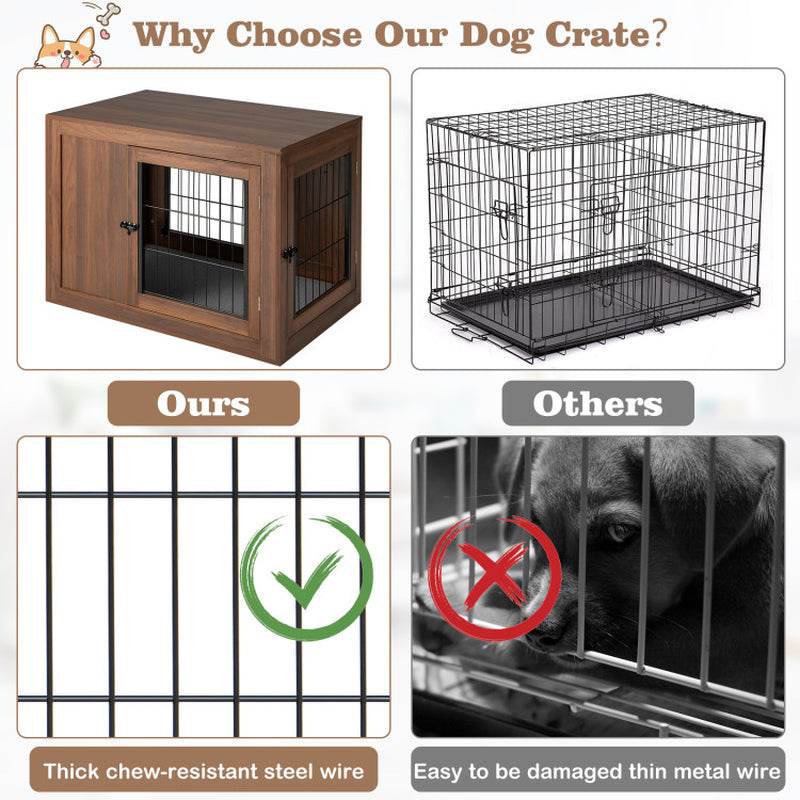 Furniture Dog Crate with Cushion and Double Doors - The Max & Rex Collection