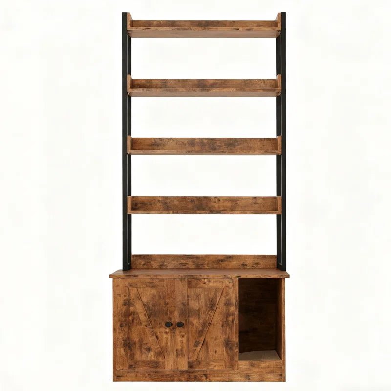 Litter Box Enclosure with Shelves and Doors