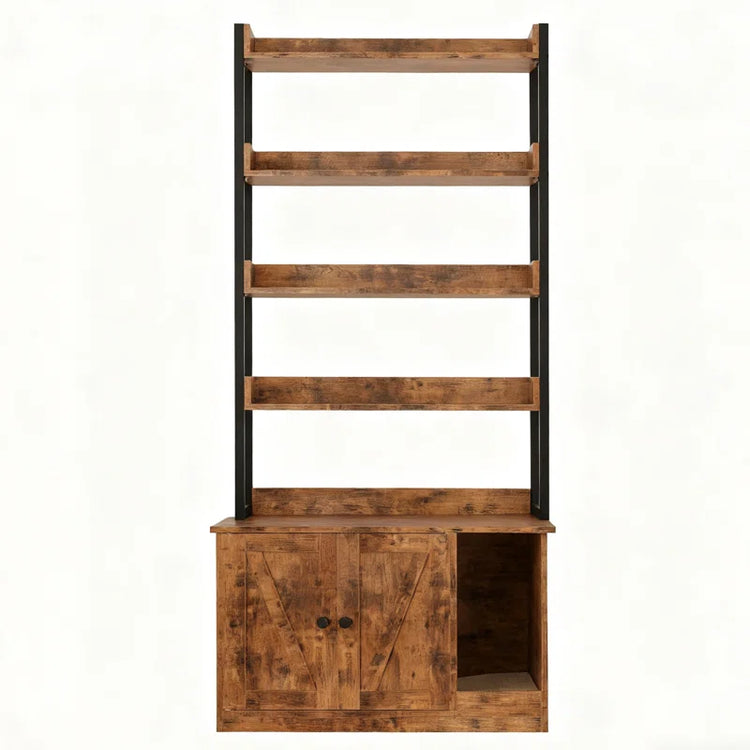Litter Box Enclosure with Shelves and Doors