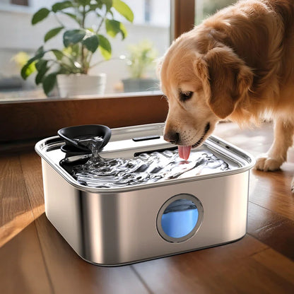 PW07 Dog Water Fountain for Large Dogs, 10L/2.6Gal Dog Fountain Water Bowl with Multi-Filtration & Deeper Drinking Aera, Large Pet Water Fountain with Water Window & LED, Ultra-Quiet