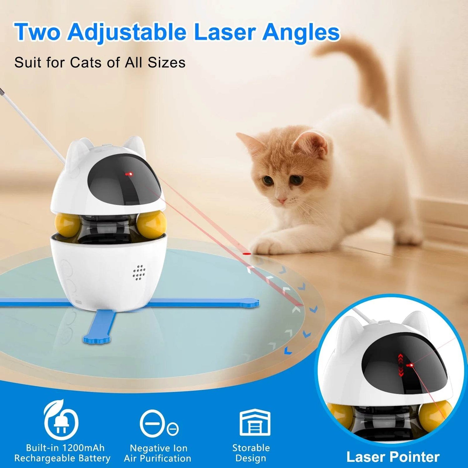 Automatic 3 in 1 Interactive Cat Toy with Laser and Feather for Indoor - The Max & Rex Collection