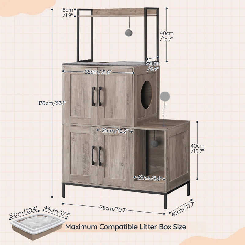 2 in 1 Hidden Cat Litter Box Enclosure Furniture