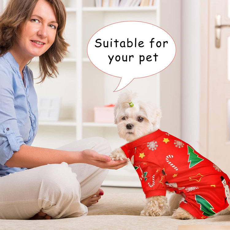 3 Pieces Christmas Dog Pajamas Dog Jumpsuit Santa Snowman Pet Clothes Christmas Pet Pajamas Holiday Costume Jumpsuit for Puppy Cat(Snowman Pattern,M (Fit 5.5-7.7Lbs))