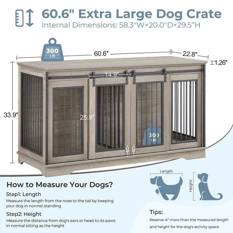 Furniture Style Pet Crate with 2 Sliding Doors - The Max & Rex Collection