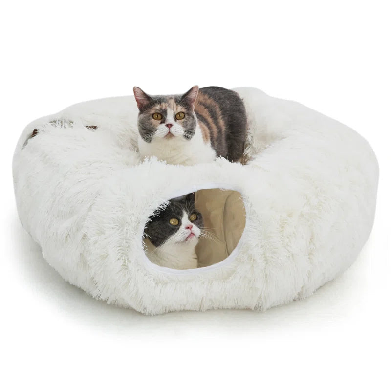Cat Tunnel with Cat Bed for Indoor Cats, Multifunctional Cat Playground Toys Hideplace for Small Medium Large Cats