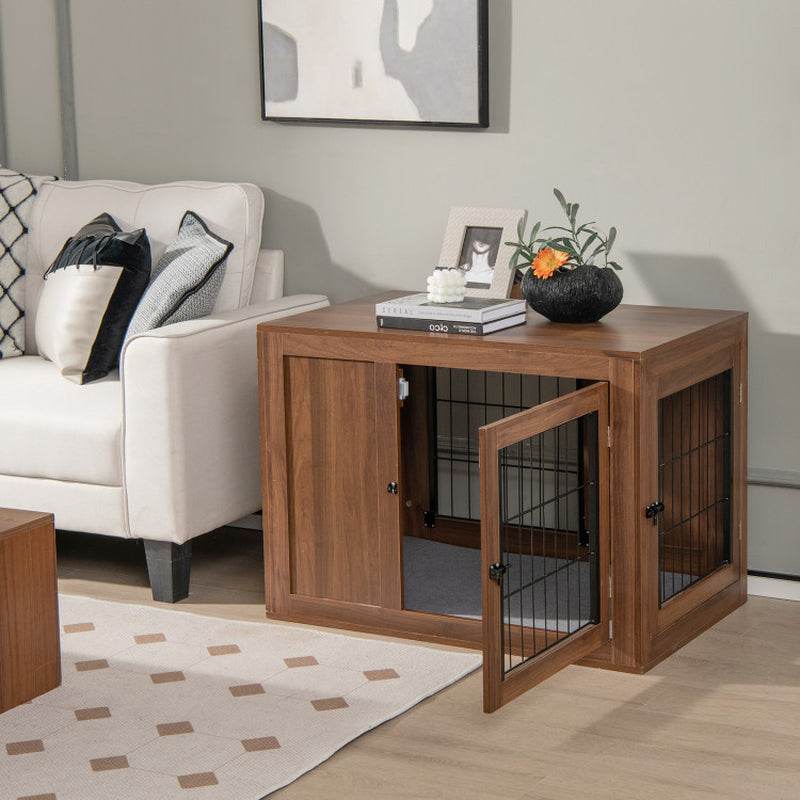 Furniture Dog Crate with Cushion and Double Doors - The Max & Rex Collection