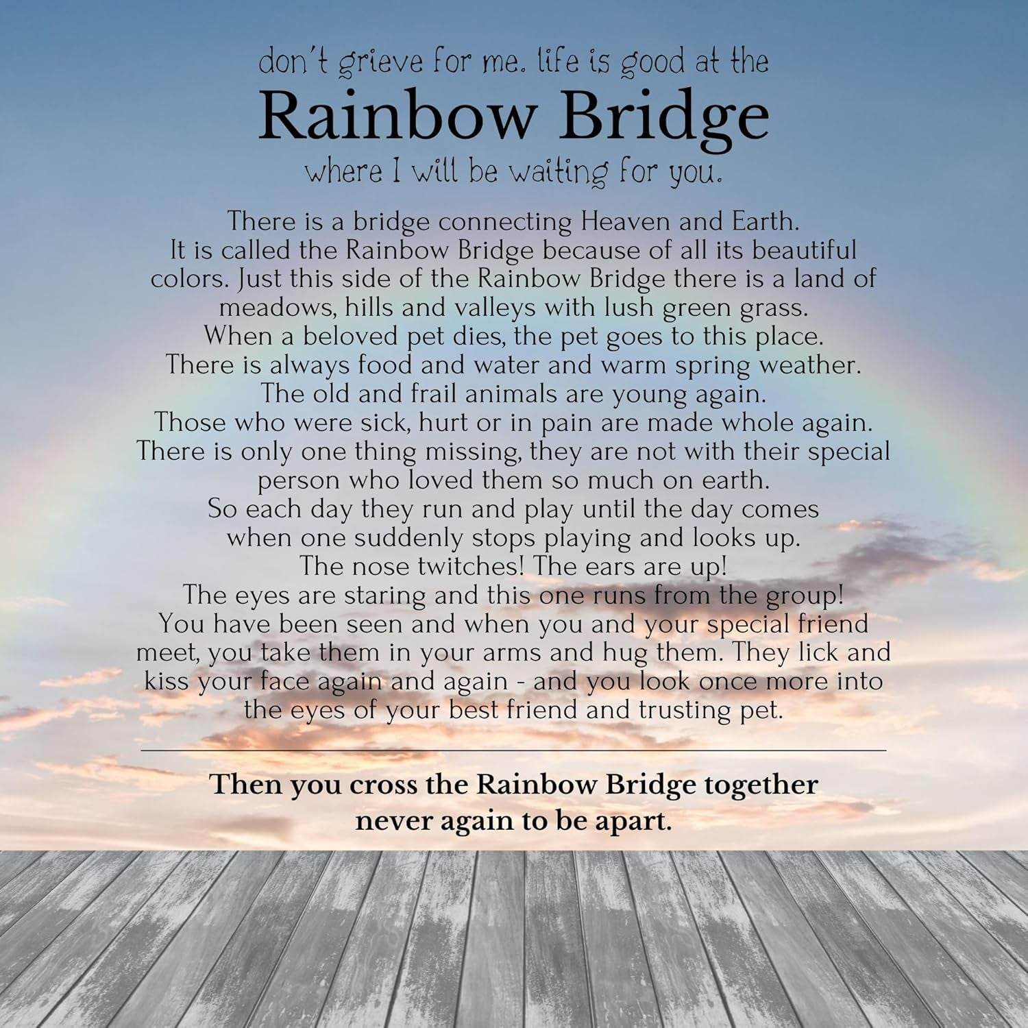 Rainbow Bridge Pet Memorial Necklace – Honor the Loss of a Beloved Cat or Dog - The Max & Rex Collection