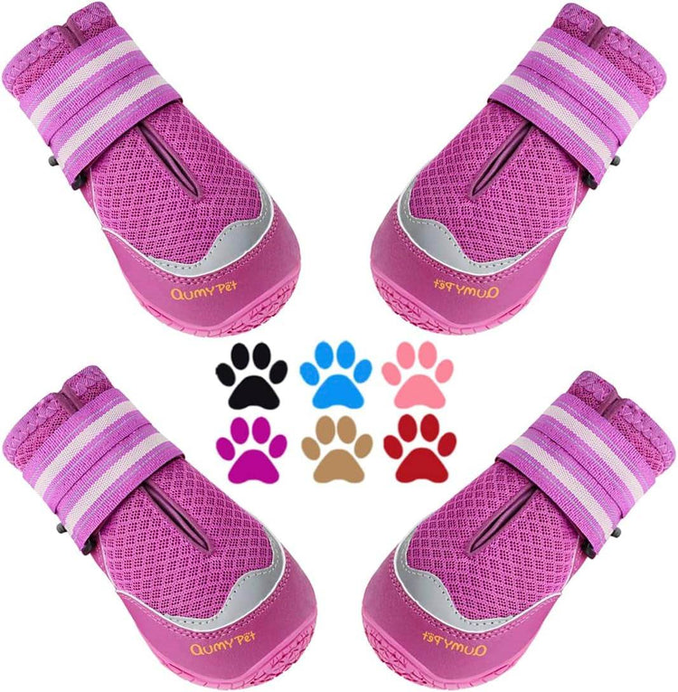 QUMY 2PCS Dog Boots for Large Dogs, Medium Dog Shoes & Paw Protectors for Hot Pavement, Summer Heat Protection, Mesh Breathable Nonslip Dog Booties for Hardfloors, Walking Running Hiking Red Size 2 - The Max & Rex Collection