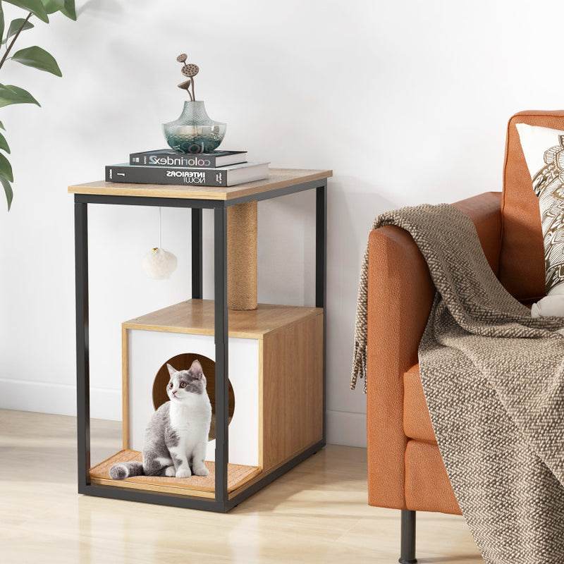 Modern Cat End Table with Scratching Post - The Max & Rex Collection