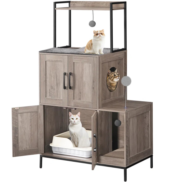 2 in 1 Hidden Cat Litter Box Enclosure Furniture