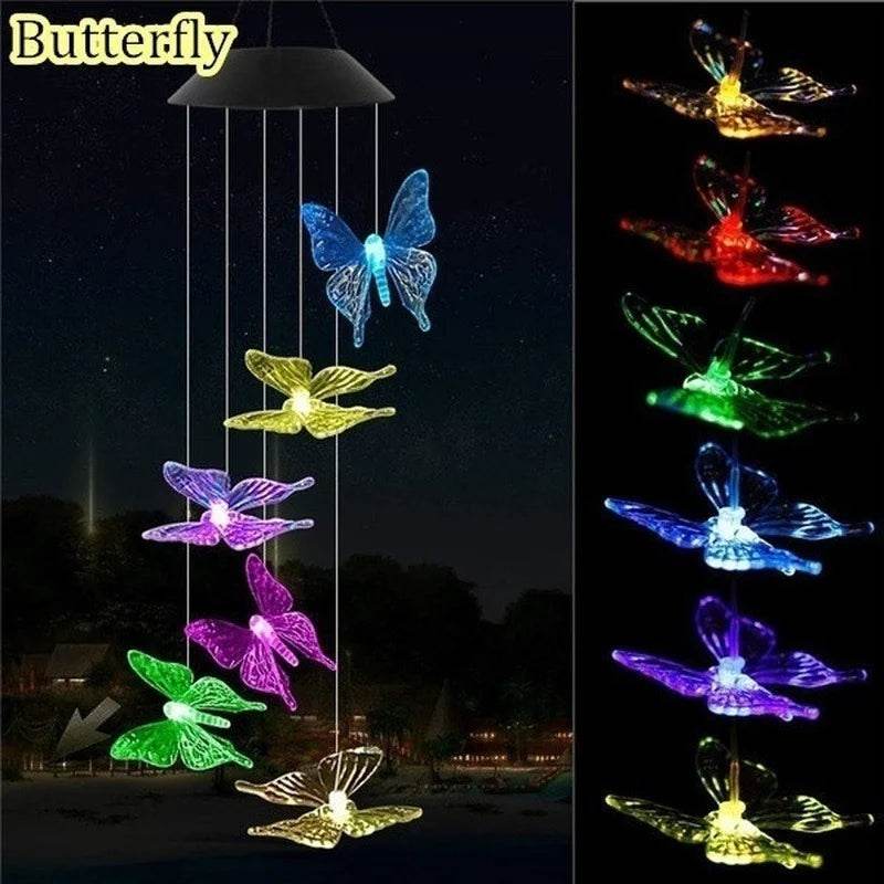 Solar Garden Wind Chime – LED Color-Changing Lights with Crystal Ball & Hummingbird Design - The Max & Rex Collection